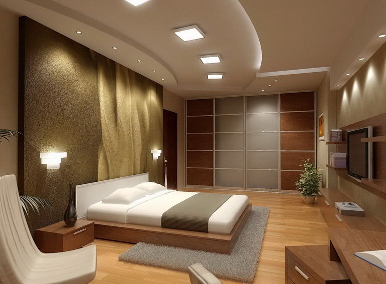 дизайн интерьера спальной комнаты в коричневой гамме