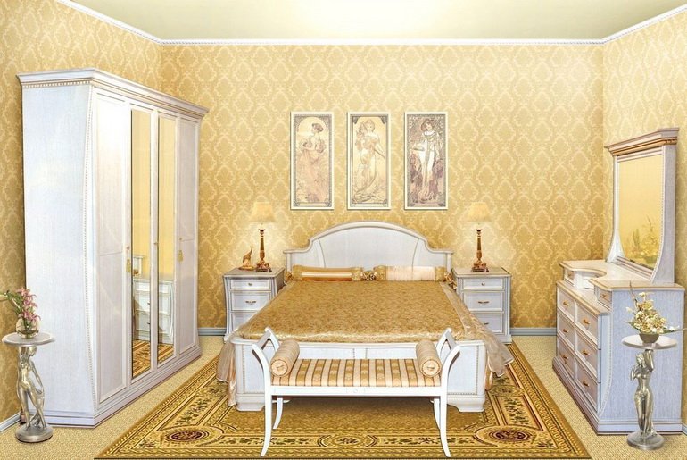 спальня в золотым декором по законам фэншуй