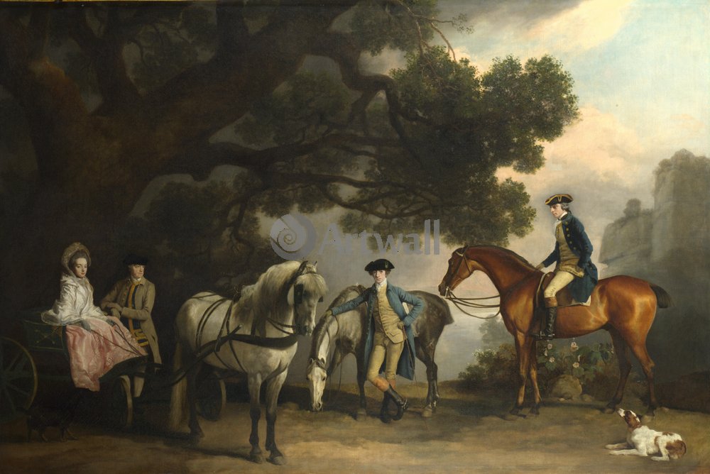 Лошади и всадники, картина "Стаббс Джордж «Семьи Мельбанк и Мельбурн»&...