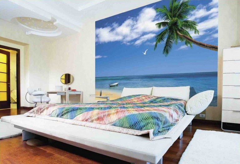 фотообои с видом моря в спальне