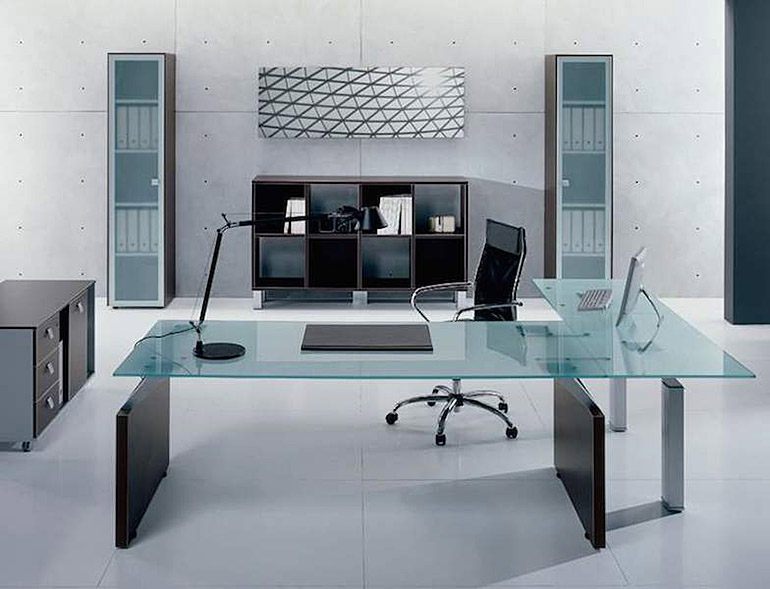 интерьер современного кабинета в стиле хай тек