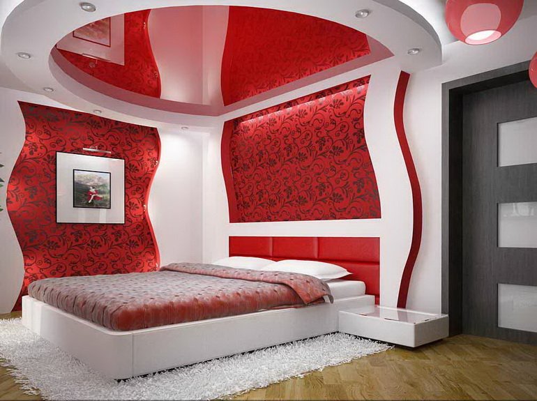 красные оттенки по фэншуй в интерьере спальной комнаты
