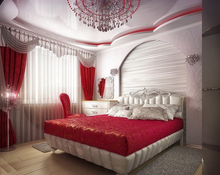 красный текстиль в спальне по фэншуй