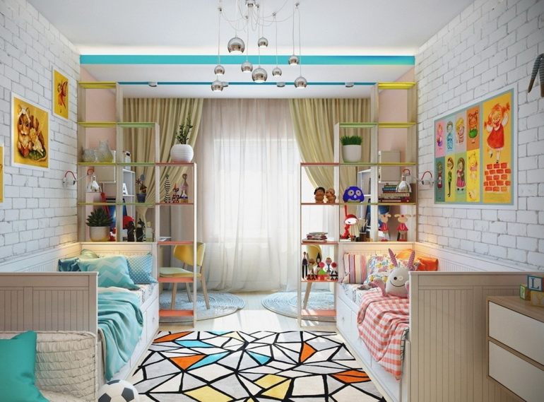 комната в стиле лофт для разнополых детей