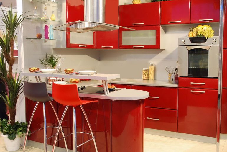яркая цветная мебель для кухни
