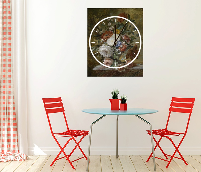 Картина часы Даль Жан Франсуа ван «Цветы» на холсте любого размера, артикул  poster_27444