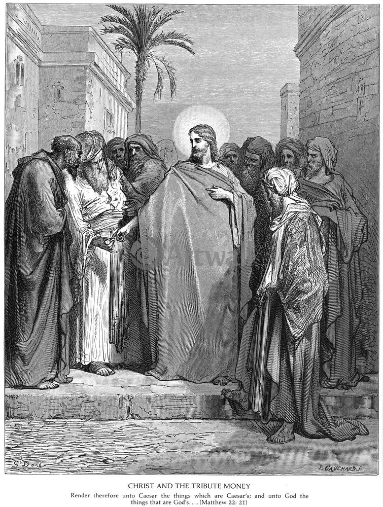 Картина Доре Гюстав «Христос и динарий кесаря, Новый Завет», артикул  poster_62673
