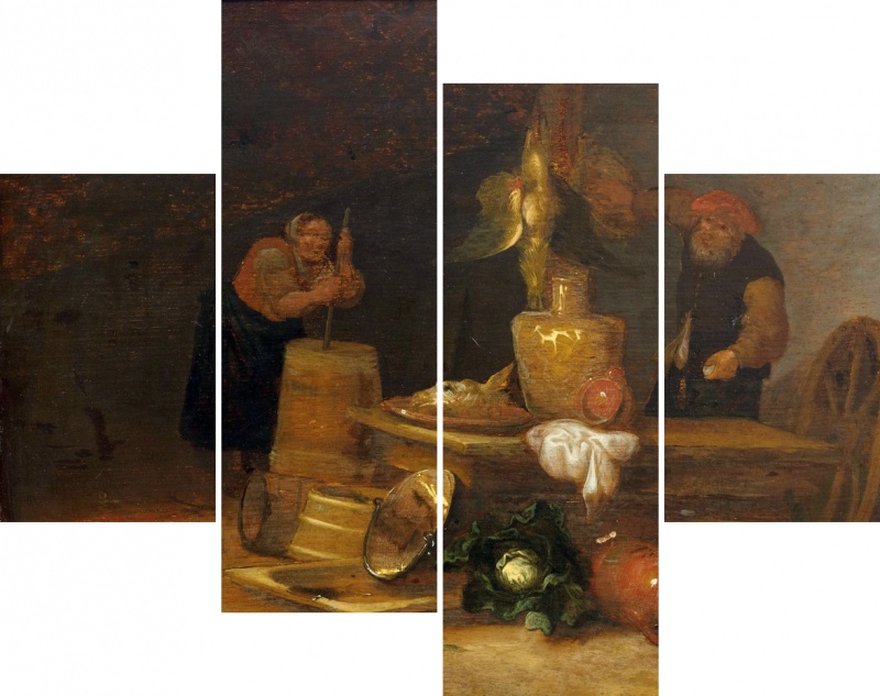 Модульная картина «Кальф Виллем «Интерьер кухни» на холсте и деревянном  подрамнике, артикул poster_99296