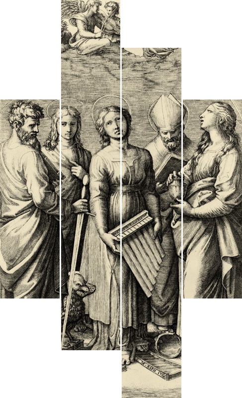 Модульная картина «Маркантонио «Святая Цецилия» на холсте и деревянном  подрамнике, артикул poster_G349